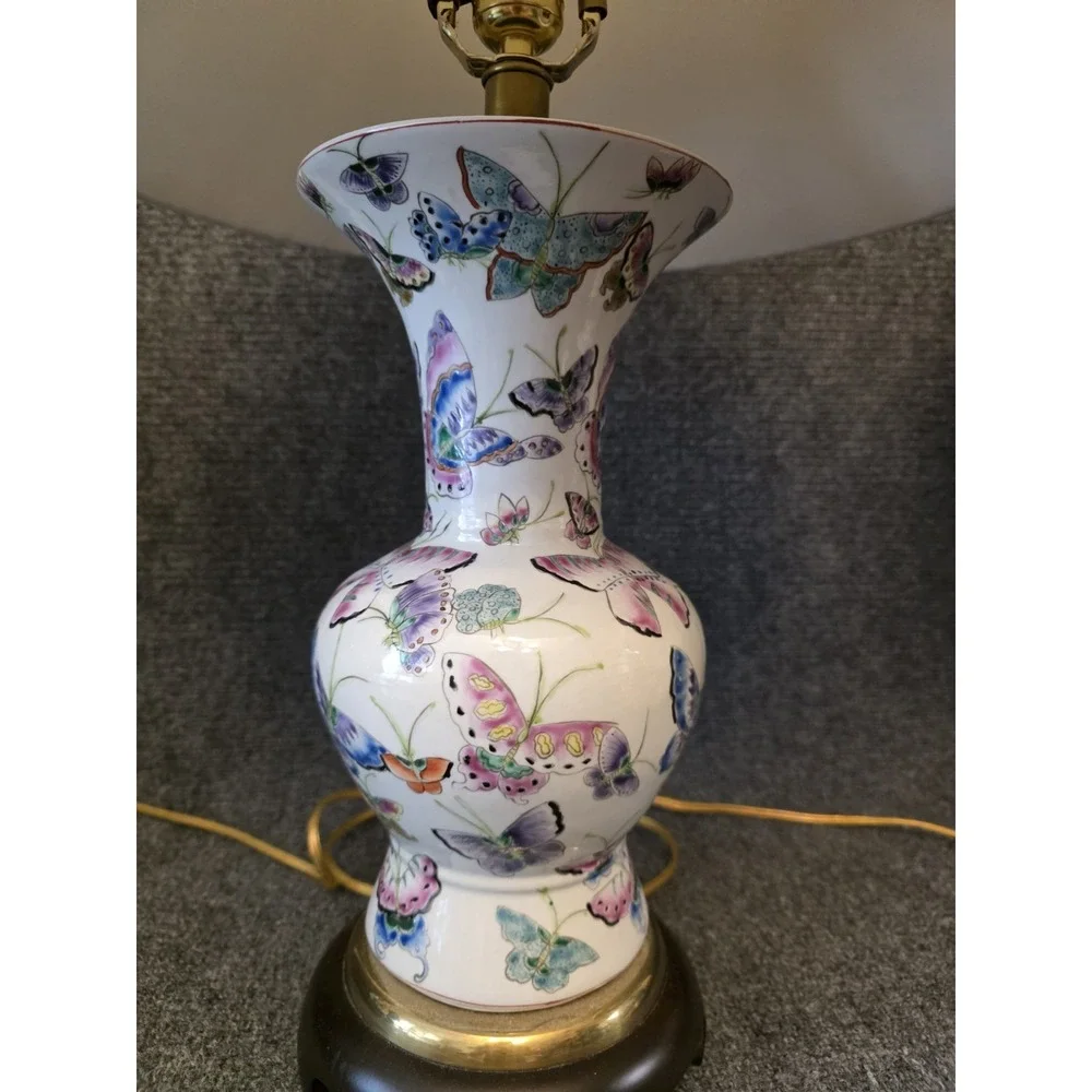 Rare Regency Frederick Cooper‎ Mariposa Butterfly Table Lamps W Original Shades